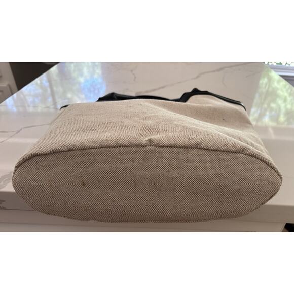 NWT Rachel Zoe Natural Cream with Black Leather Tote Bag Top Handle Purse - Picture 6 of 6